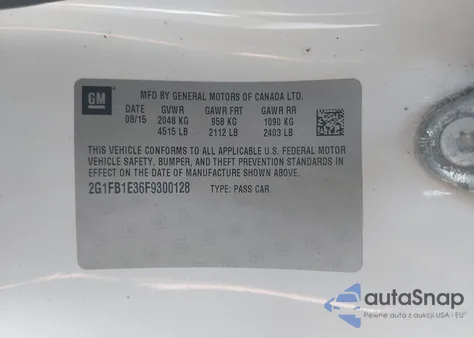 2015 Chevrolet Camaro 2Ls из США, поврежденный, VIN 2G1FB1E36F9300128